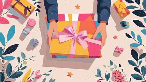 Gift Giving Celebration: A Festive Illustration