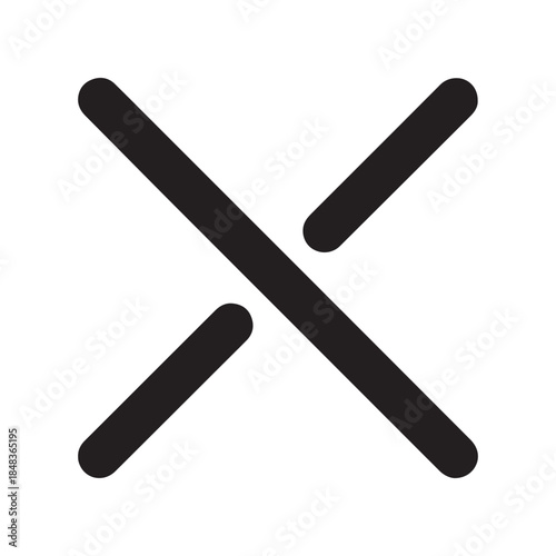 Simple Black 'X' Logo Mark Symbol. A minimalist, clean, and geometric design representing an intersection or negation