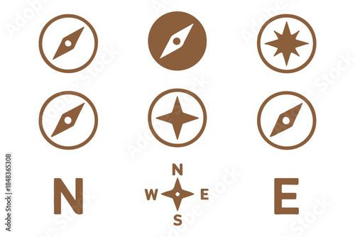compass icon set , north arrow icon set . N direction sign . vector illustration .
