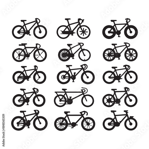 Bicycle Silhouette Icons – Minimal Bike Vector Set for Design