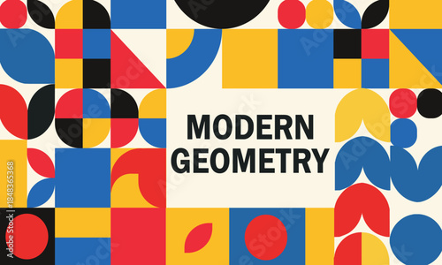 Tableau sur toile Abstract Modular Geometric Pattern Background Template Featuring Primary Colors