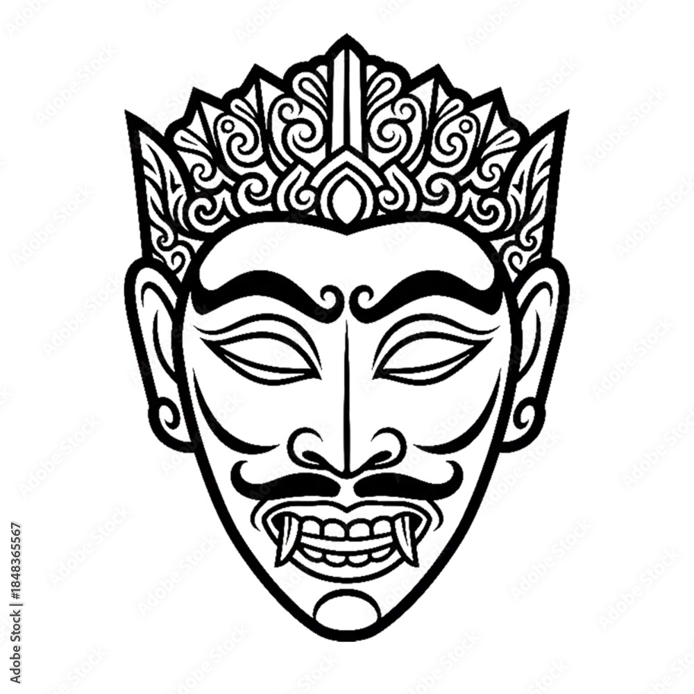 Obraz premium traditional mask with balinese accent.isolated on white background.