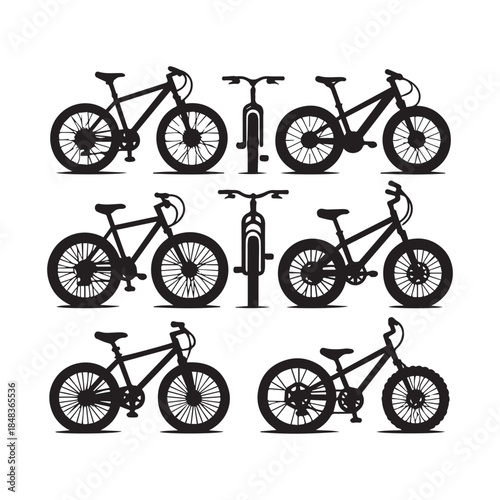 Bicycle Silhouette Icons – Minimal Bike Vector Set for Design