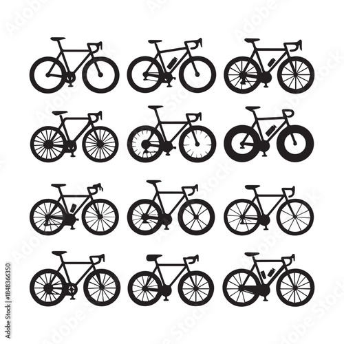 Bicycle Icons Set – Modern Bike Vector Silhouette Collection