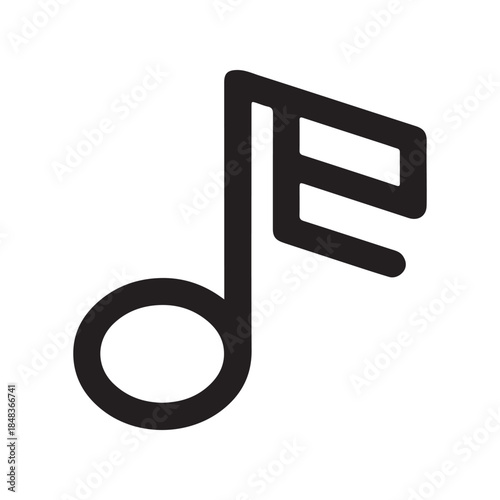 Musical note icon representing rhythm and melody, artistic representation of sound