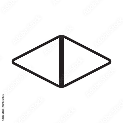 Symmetrical abstract outline icon symbolizing expansion or contraction, ideal for user interface elements, application controls, and versatile web design features