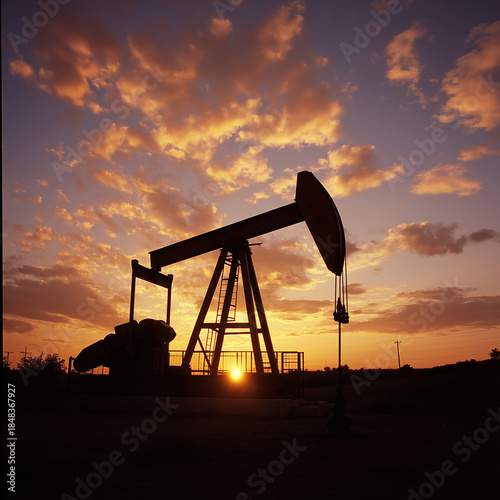 oil pump at sunset
