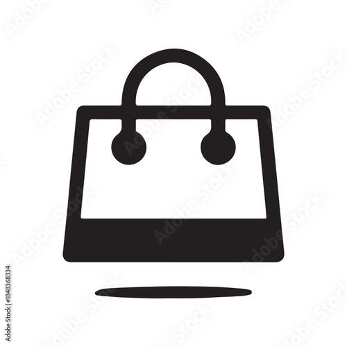 Minimalist shopping bag icon, symbolizing e-commerce, retail, and consumer purchases. This clean graphic communicates sales, online stores, and market transactions efficiently