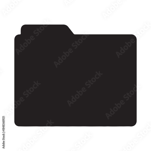 Sleek minimalist black folder icon representing digital organization and secure information storage for modern computing systems and user interface design elements