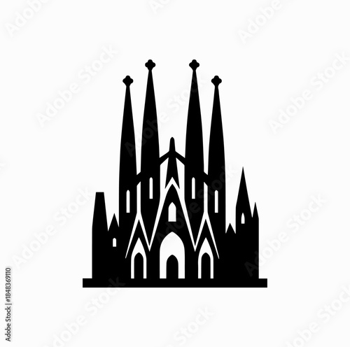 Sagrada Familia Landmark Silhouette – Minimal Geometric Barcelona Vector