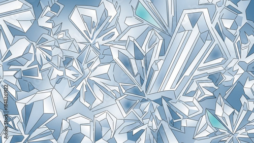An abstract illustration of multiple clear crystal shards on a blue background