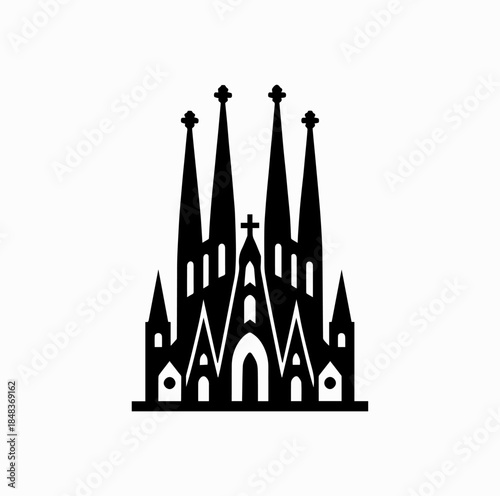 Sagrada Familia Landmark Silhouette – Minimal Geometric Barcelona Vector