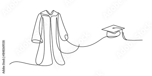 Graduation gown and cap illustration, symbolizing academic achievement Vector, illustration
