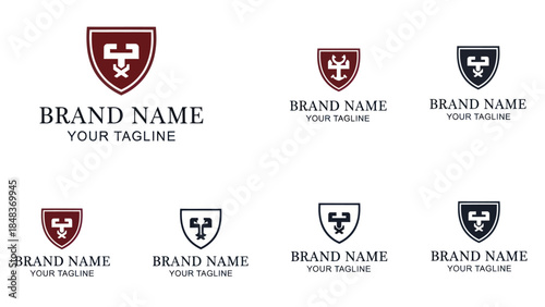 Collection of Shield Logos with Placeholder Text.
