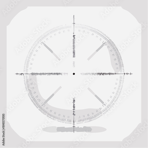 Circular target with crosshairs and degree markings for precise aiming.