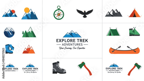 Collection of Outdoor Adventure Icons and Logos.