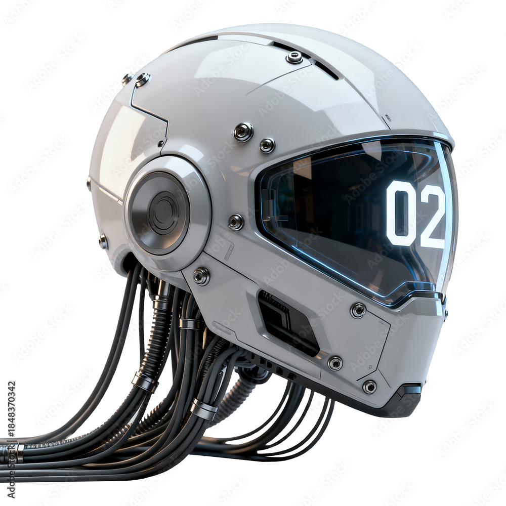 Fototapeta premium technological helmet with cables