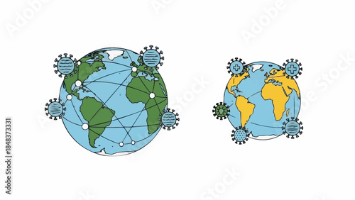 Global Pandemic Spread and Connection Illustrated.