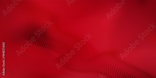 Red Abstract Wavy Dotted Background with 3D Digital Grid Effect