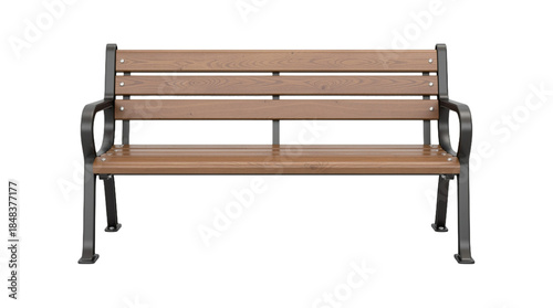 Park bench isolated on transparent background.