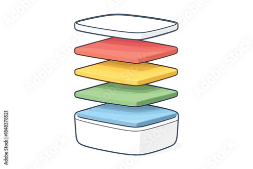 Cutaway Abstract Layered Box Structure with Floating Internal Sections