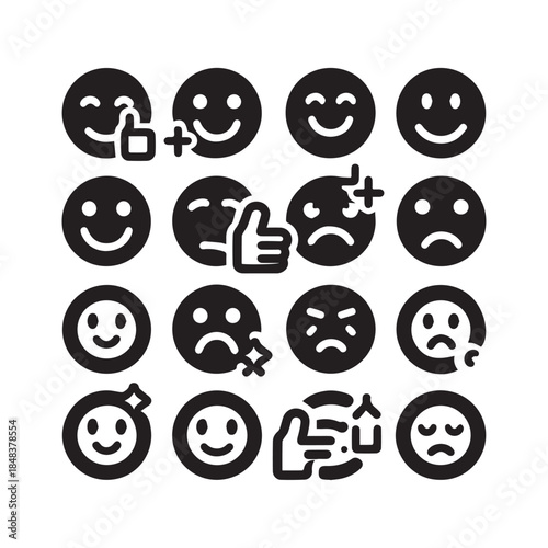 Emotion Face Icons Collection – Review, Rating & Reaction Symbols