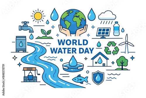 World Water Day Awareness Illustration Promoting Clean Water Conservation Sustainability And Environmental Responsibility