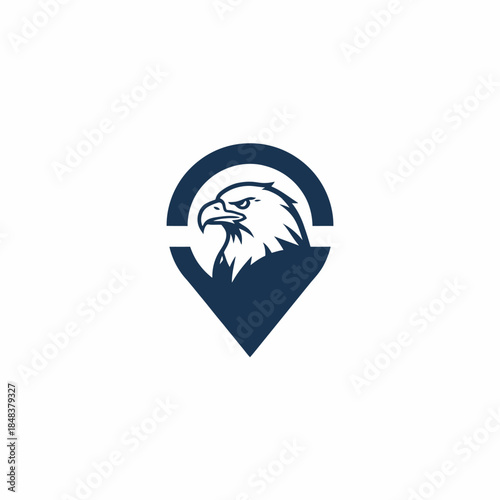 Eagle Head Emblem Inside Location Pin Symbol.