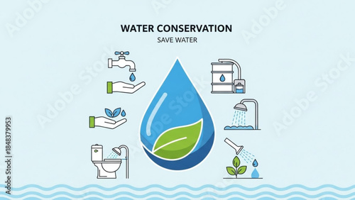 Conserving Water: A visual guide emphasizing the importance of water conservation through various illustrative methods. The image is a testament to the need for responsible water usage.