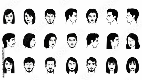 Collection of Diverse Human Faces in Various Poses and Angles.