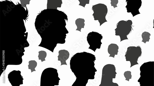 Diverse group of people silhouettes representing community and connection.