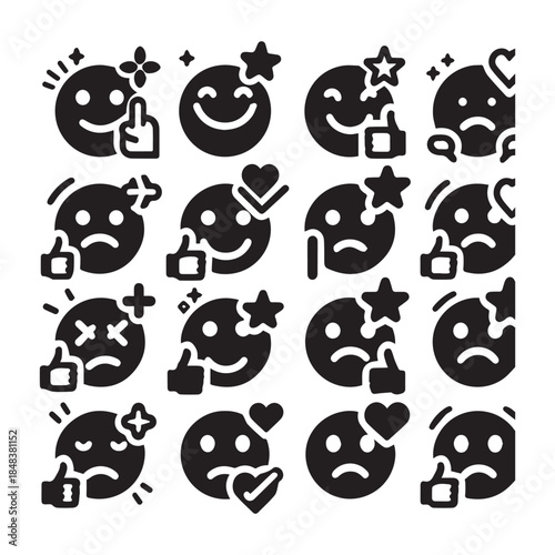 Customer Feedback Emoji Icons Set – User Rating & Satisfaction Vector