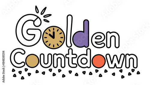 Golden Countdown: The graphic presents a visually engaging Golden Countdown design. The elements combine to create a playful and eye-catching visual statement. 