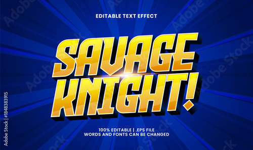 savage knight editable text effect template with bold and powerful style