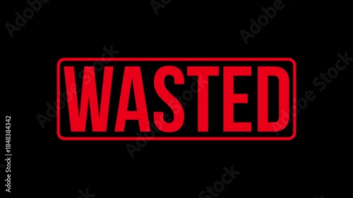 Wasted Text Impact Stamp Animation Transparent Overlay