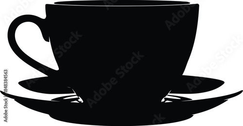 Elegant Black Coffee Cup Silhouette for Minimalist Design
