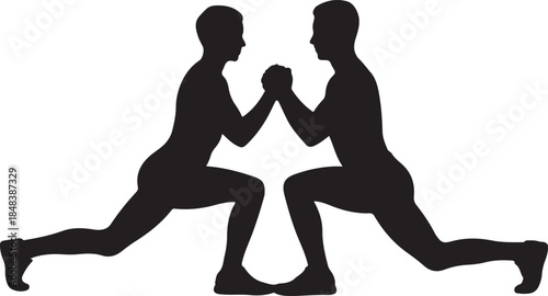 Silhouette of Two Wrestlers Vector