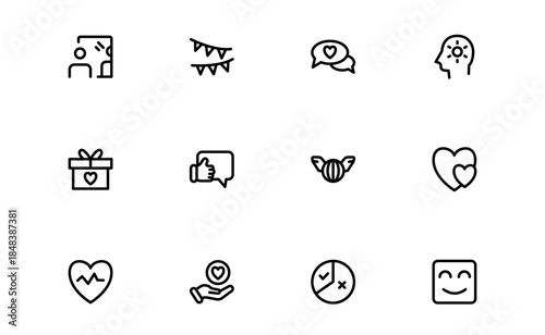 Positive Thinking Line Icon Set. Modern Positive Thinking Symbols for Mindset and Inspiration