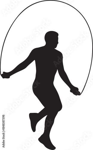 Silhouette of a Person Jumping Rope Vector