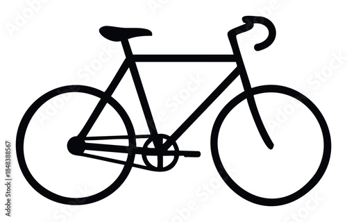 Minimalist black silhouette of a road bike a simple graphic symbol for sport transportation and healthy lifestyle concepts