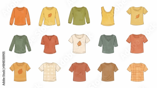 Collection of Autumnal Long and Short Sleeve Tops for Women.