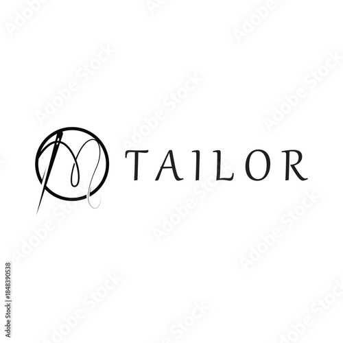 Tailor Logo, Needle and Thread Vector, Retro Vintage Simple Minimalist Old Inspiration Design