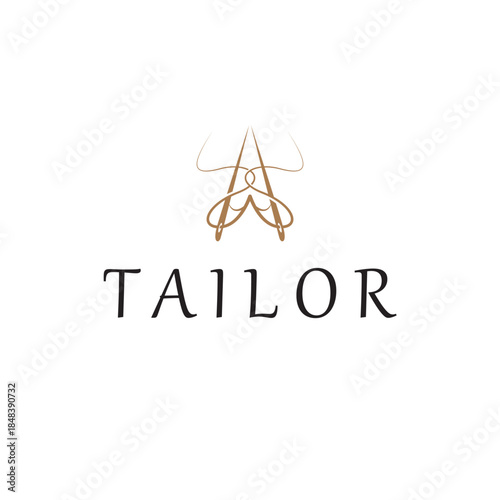 Tailor Logo, Needle and Thread Vector, Retro Vintage Simple Minimalist Old Inspiration Design