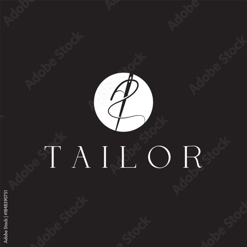 Tailor Logo, Needle and Thread Vector, Retro Vintage Simple Minimalist Old Inspiration Design
