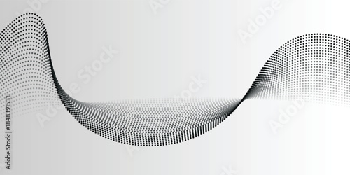Abstract Dot Wave Pattern: Fluid Black Dots Forming a Grayscale Sine Wave Design for Visual Concepts