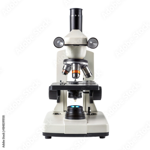 High quality microscope with transparent background, ideal for scientific research and education. This tool enhances observation and analysis