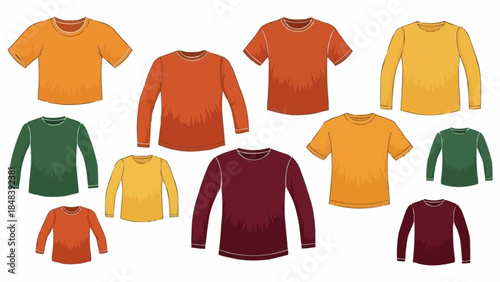 Collection of Long and Short Sleeve T-Shirts in Various Colors.