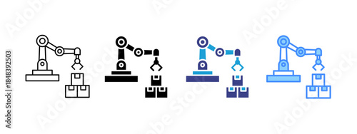Industrial Rob icon set multiple style collection