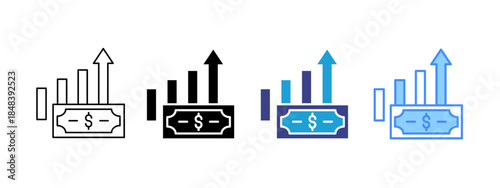 Profit icon set multiple style collection