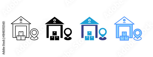 Warehouse icon set multiple style collection